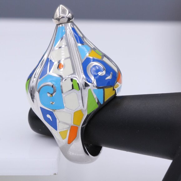 Art Ring Sterling Silver famous artist Enamel Inspired Artistic Ring - Picture 7 of 12